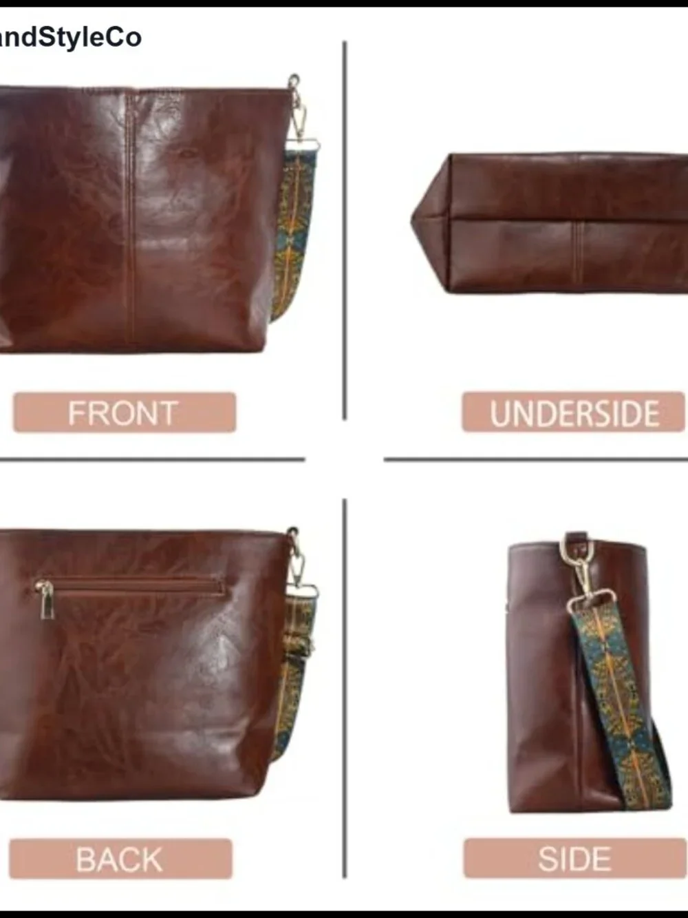 Vegan Leather Hobo Crossbody Bag with Zipper Shoulder Purse